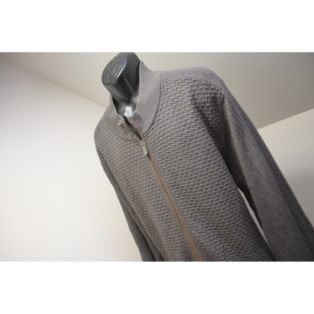 Tommy Bahama Full Zip Sweater Mens 3XLT Brown Textured Basketweave Knit Good - Picture 3 of 12